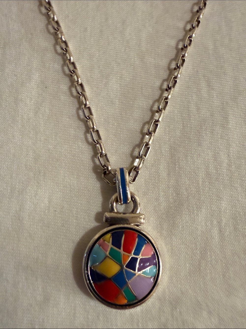 brighton Colorful Mosaic Round Pendant Necklace - Multicolor